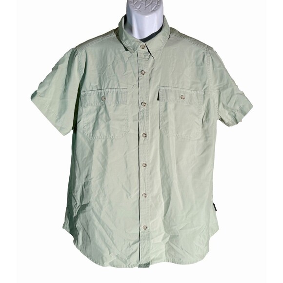 EDDIE BAUER Women's Short Sleeve Button Down Shirt Green XL - Picture 1 of 6
